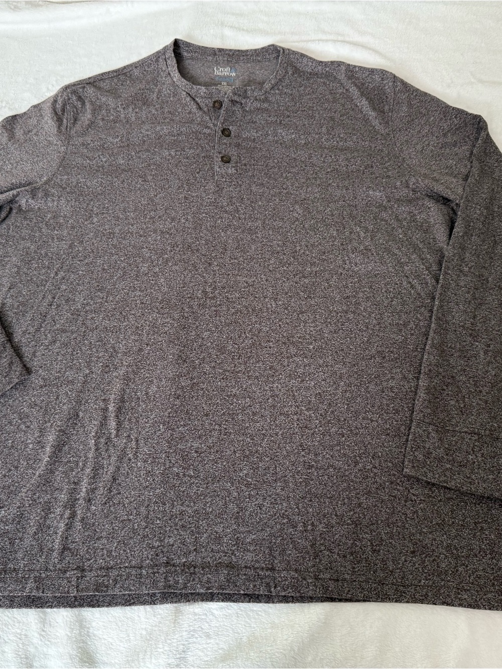 croft & barrow Men’s Long Sleeve Henley - Heather Charcoal